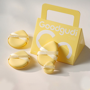 Ensemble de houppettes de maquillage Goodgudi jaunes à coussin d'air, pour usage humide et sec, non absorbantes, <span class=keywords><strong>mini</strong></span> houppettes professionnelles pour poudre, 4 pièces dans une boîte - Product Image 2