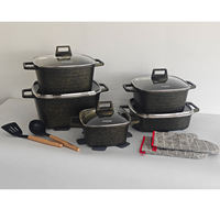 Set Peralatan Masak 16 Buah Berkualitas Tinggi, Panci Sup 20-32CM, Panci Dangkal 28CM, Lapisan Granit Halus, Alas Tahan Gores