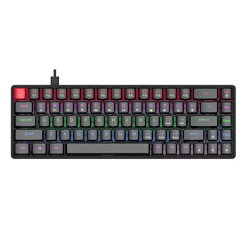 Real Mechanical Keyboard 68 Keys RGB Backlight Gaming Keyboard 3 Mode Wired Wireless BT 60% mechanical Keyboard