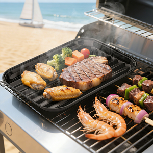 Bandeja de Horno Antiadherente Personalizada al por Mayor, de Grado Alimenticio, con Forma de Tiras de Costilla, para Asar Bistecs y BBQ - Product Image 1