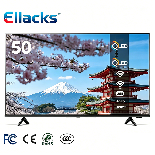 Pixel Frameless 50-Inch 4K Smart TV UHD QLED Android 14 Wi-Fi for LED LCD Flat Screen 60Hz Black Hotel Use