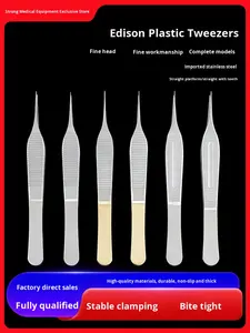 Pinset Medis Edison Oftalmologi Baja Tahan Karat untuk Operasi Kosmetik Kelopak Mata Ganda, Pinset Besar, Pinset Jaringan, Pinset Platform - Product Image 6