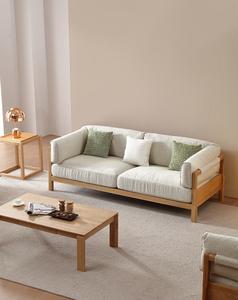 Phòng khách ghế sofa đặt rắn tro gỗ sồi khung futon bọc đầy khả năng phục hồi bọt biển phòng khách đồ nội thất bằng gỗ - Product Image 5