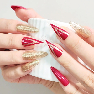 Wholesale Bulk Long Stiletto Press on <strong>Nail</strong> Tip with <strong>Design</strong> Sexy Glitter Christmas Fake <strong>Nail</strong> Set Dark <strong>Red</strong> Wine Colored False <strong>Nail</strong> - Product Image 4