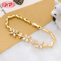 Bracelet tendance pour femme Hengdian plaqué or 18 carats avec zircon cubique, bijoux de fête en alliage pour anniversaires, vente en gros