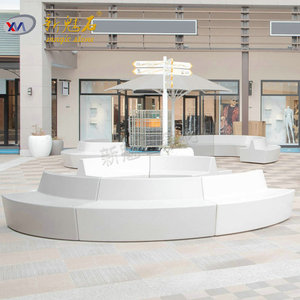 Nuevos Materiales de Construcción de Piedra, Bancos Modernos de Hormigón GRC para Áreas Públicas Exteriores, Color Blanco Grisáceo, Personalizables - Product Image 1