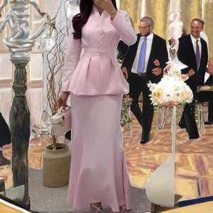 ชุดเดรสยาวสไตล์สูทสำหรับผู้หญิง ดีไซน์หรูหรา ผ้าเนื้อนุ่ม แขนยาว ท่อนบนแบบไม่ทอ  คอลเลคชั่นฤดูใบไม้ร่วง - Product Image 2