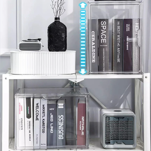 Grands bacs de <span class=keywords><strong>rangement</strong></span> en plastique transparent empilables avec porte, anti-poussière, pour figurines, objets de collection, boîte de <span class=keywords><strong>rangement</strong></span> pour DVD, <span class=keywords><strong>CD</strong></span>, livres, albums - Product Image 6