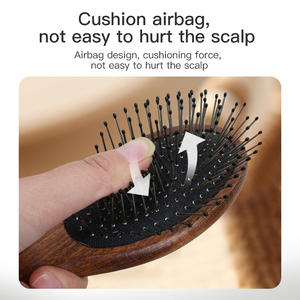 Custom logo Wooden Hair <strong>Brush</strong> With Wide Tooth Nylon Mix Boar Bristle Hair <strong>Detangling</strong> Comb Scalp Massager <strong>Brush</strong> - Product Image 4