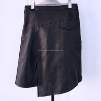 Mini-jupe asymétrique en cuir noir sur mesure pour femmes, tenue de soirée pour femmes