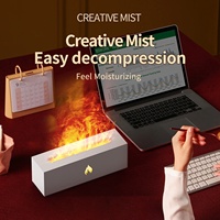 Diffuseur d'arômes à flamme simulée alimenté par USB, transfrontalier, avec lumière d'ambiance 7 couleurs, effet cheminée 3D et brume volcanique d'intérieur