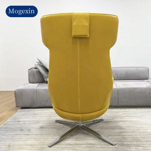 Chaise de bureau moderne de luxe pour salon d'affaires Design pivotant rotatif avec accoudoir en métal et base en cuir pour salon moderne - Product Image 3