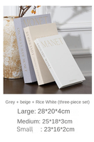 Sage Monet – Lot de 3 livres décoratifs vintage élégants et magnifiques, fausse reliure, boîte de rangement, lettres dorées, couverture en lin