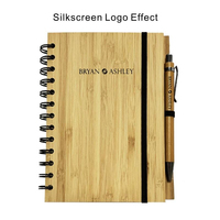 Carnet en bambou recyclé écologique avec couverture imprimée, gravure laser personnalisée, journal en bois, carnet à spirales, cadeau
