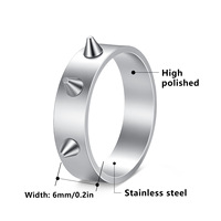 Bagues plaquées 6 mm style punk à 3 pointes, pour défense d'urgence, unisexe, pour couple, à porter au quotidien, bijoux en gros