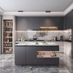 Armarios de cocina de lujo Diseño refinado Material duradero Características reflexivas para el hogar Diseño funcional Armarios de cocina Fregadero - Product Image 3