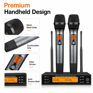 U100R Duales Kabelloses Handmikrofon-System mit 2 Dynamischen Handmikrofonen, Empfängerstation - für PA, Karaoke, <span class=keywords><strong>DJ</strong></span>-Partys - Product Image 2