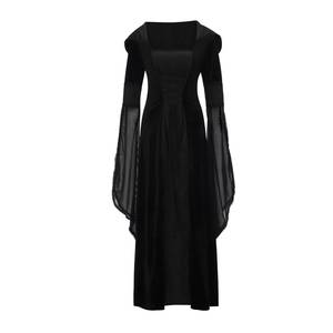 Vestido Largo Medieval Renacentista para Mujer Adulta, Disfraz de Halloween de Bruja Pagana, Vestido con Capucha para Damas - Product Image 3