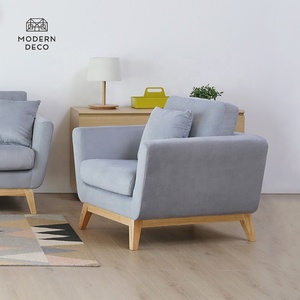 Fauteuil canapé en tissu unique, pieds en bois, design danois, style suédois - Product Image 3