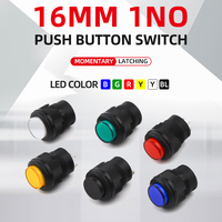 Xce interruptor momentâneo/de torno, 16mm, 1 botão plástico, interruptor com luz led, iluminação 3a, 250vac, terminal de pino R16-503