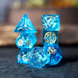 Personalizado DND Dados Poliédricos Metal Oco Dice Set dnd Dungeons Dragons Jogo RPG pedras preciosas Jogo Tabletop Dice Set