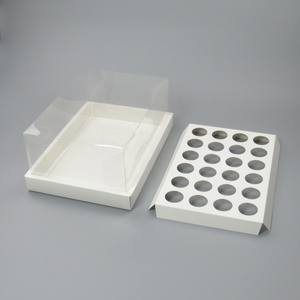 Thiết kế mới hộp cupcake trong suốt và bao bì phân hủy sinh học mini vuông tròn tráng miệng hộp cốc - Product Image 2