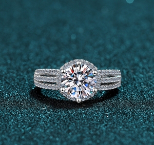 Mode femmes bijoux bague 925 Moissanite bague en argent Sterling mariage fiançailles 2CT Moissanite bague - Product Image 3