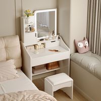 Table de maquillage de style nordique avec miroir, meuble de rangement pour chambre à coucher, en MDF, vente en gros du fabricant
