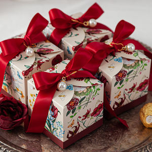 <span class=keywords><strong>Chic</strong></span> Rose Floral carré aquarelle voyage boîte-cadeau papier <span class=keywords><strong>mariage</strong></span> anniversaire noël faveur boîte <span class=keywords><strong>mariage</strong></span> faveur boîte - Product Image 1