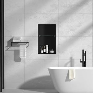 Recesso Matte Black Nicho de parede <span class=keywords><strong>para</strong></span> chuveiro Prateleiras Sala De Armazenamento Wall Insert Aço Inoxidável - Product Image 4