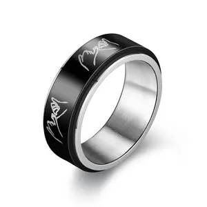Anello rotante personalizzabile in acciaio inossidabile di moda da uomo anelli rotanti Anti ansia gioielli anello regolabile personalizzato - Product Image 2