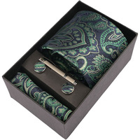 Cravate pour homme de 9 cm de largeur, cravate rayée, cravate en jacquard à motifs paisley, cravate personnalisée, ensemble de pochette de costume