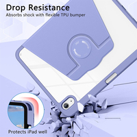 Étui transparent en cuir et acrylique rotatif à 360° avec recharge sans fil, fonction veille/réveil automatique et support pour stylet pour iPad (A16) 11e génération 11'' 2025 CE