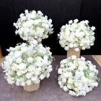 Nouvelle Boule de Fleurs Artificielles Personnalisée en Soie, Rose Blanche et Gypsophile, pour Décoration de Table de Mariage, Demande en Mariage, Vitrine et Exposition