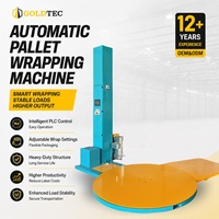 Machine d'emballage automatique intelligente Goldtec à commande PLC, machine d'emballage de palettes avec film étirable et rampe