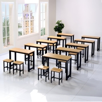 Ensemble de mobilier de classe en métal durable pour étudiants, table d'étude avec tabourets carrés