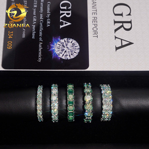 Trendy <strong>Blue</strong> Green Round Diamond Hop Hop Jewelry Fully Iced Out Eternity <strong>Ring</strong> VVS D Moissanite 925 Sliver Gold Plated Band <strong>Rings</strong> - Product Image 2