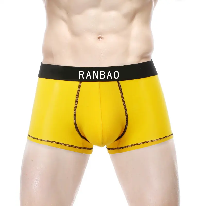 새로운 디자인 미드 웨이스트 단색 엉덩이 리프팅 지속 가능한 디자인 로고 전형적인 남성 면 복서