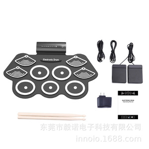 กลองไฟฟ้า W562 ขนาด 8 ซม. ชุดกลองพกพาแบบพับได้สำหรับเด็กฝึกหัดสำหรับผู้เริ่มต้น - Product Image 5