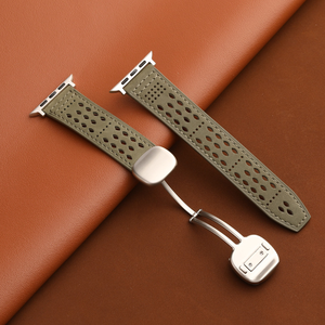 Correa Magnética de Acero Inoxidable y Cuero Genuino Premium para Relojes Serie 11, 10, Ultra y SE |   Correa Plegable Suave e Impermeable con Hebilla - Product Image 5