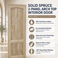 Pintu Interior 2 Panel Arch-Top dari Kayu Spruce Solid 80 inci, Tebal 1,38 inci, Kayu Tanpa Finishing, Desain Modern Farmhouse (Slab Pintu Hotel Villa)