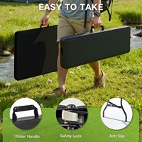 Ensemble table pliante 6FT avec 2 bancs pliants en HDPE, conception de sécurité verrouillable, pliable et portable pour le camping, les pique-niques, les fêtes et les activités de plein air