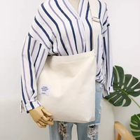 Sac de rangement en toile réutilisable en coton durable avec impression de logo personnalisé promotionnel avec longue poignée