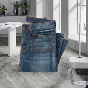 Jeans de Mezclilla Stonewashed de Pierna Recta y Cintura Media para Hombre, Corte Regular, Algodón, Estilo Casual, para Otoño - Product Image 3