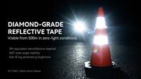 Cône de signalisation solaire robuste en PVC de 700 mm avec lumière LED stable/clignotante, surface réfléchissante prismatique, qualité ingénieur, IP68