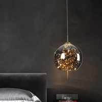Sphère créative simple pleine d'étoiles restaurant bar verre lustre chaud art personnalisé café chevet LED suspension