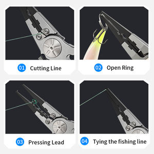 คีมตกปลาแบบกันสนิม พร้อมห่วงแยก ตัวถอดเบ็ด คีมตกปลาอะลูมิเนียมพร้อมที่ตัดสายถักและปลอกหุ้ม - Product Image 2