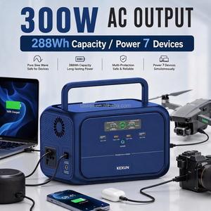 สถานีไฟฟ้าพกพา 300W 288Wh LiFePO4 เครื่องกำเนิดไฟฟ้าคลื่นไซน์บริสุทธิ์ แบตเตอรี่สำรอง ชาร์จอุปกรณ์ได้ 7 ชิ้น สำหรับใช้งานกลางแจ้ง ฉุกเฉิน และในบ้าน - Product Image 1