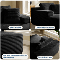 Livraison Gratuite Canapé-lit Chaise Longue en Velours Côtelé 47 pouces, Ensemble Canapé-lit Sans Armature, Canapé Nuage, Mobilier de Salon, Aucun Assemblage Requis