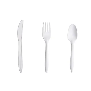 Kit de couverts en plastique Offre Spéciale, fourchette jetable de 6 pouces en fécule de maïs, fourchette biodégradable